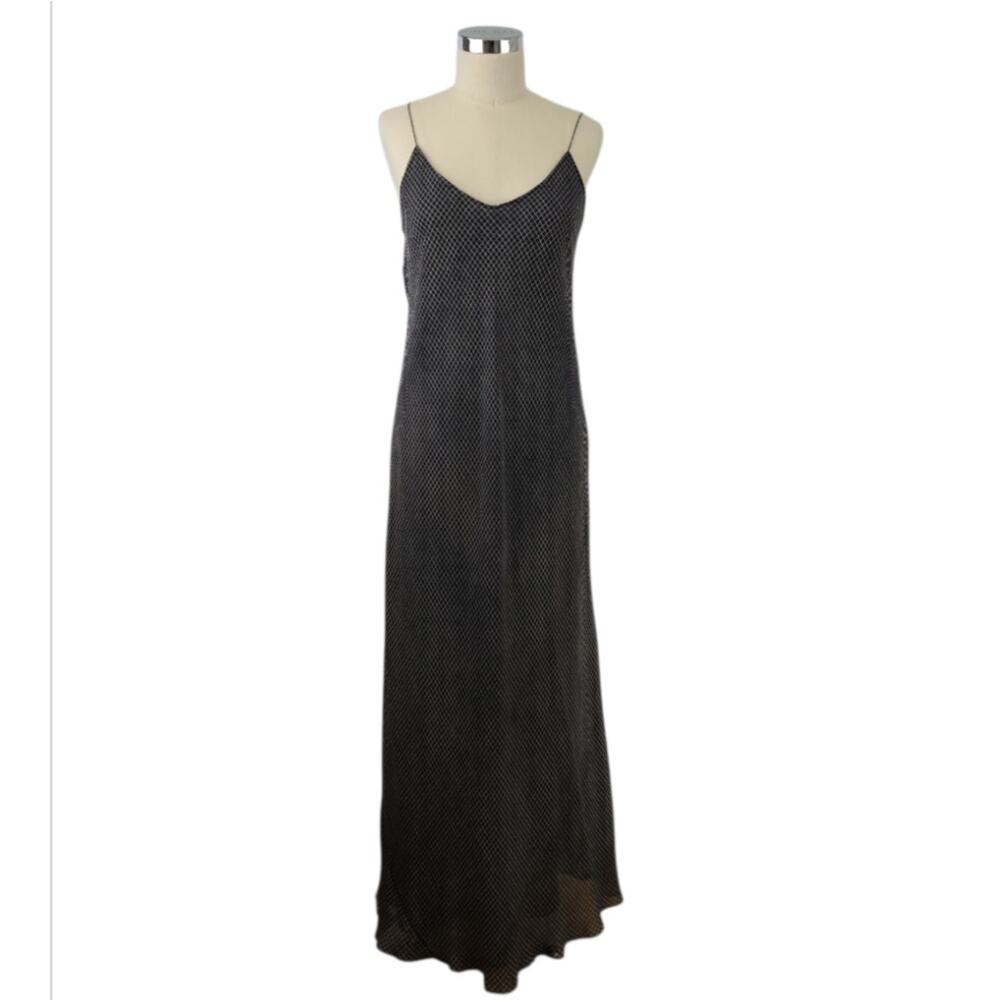 DKNY Silk Maxi Dress Black Bias Cut Wedding Guest Cocktail Formal Resort Wear